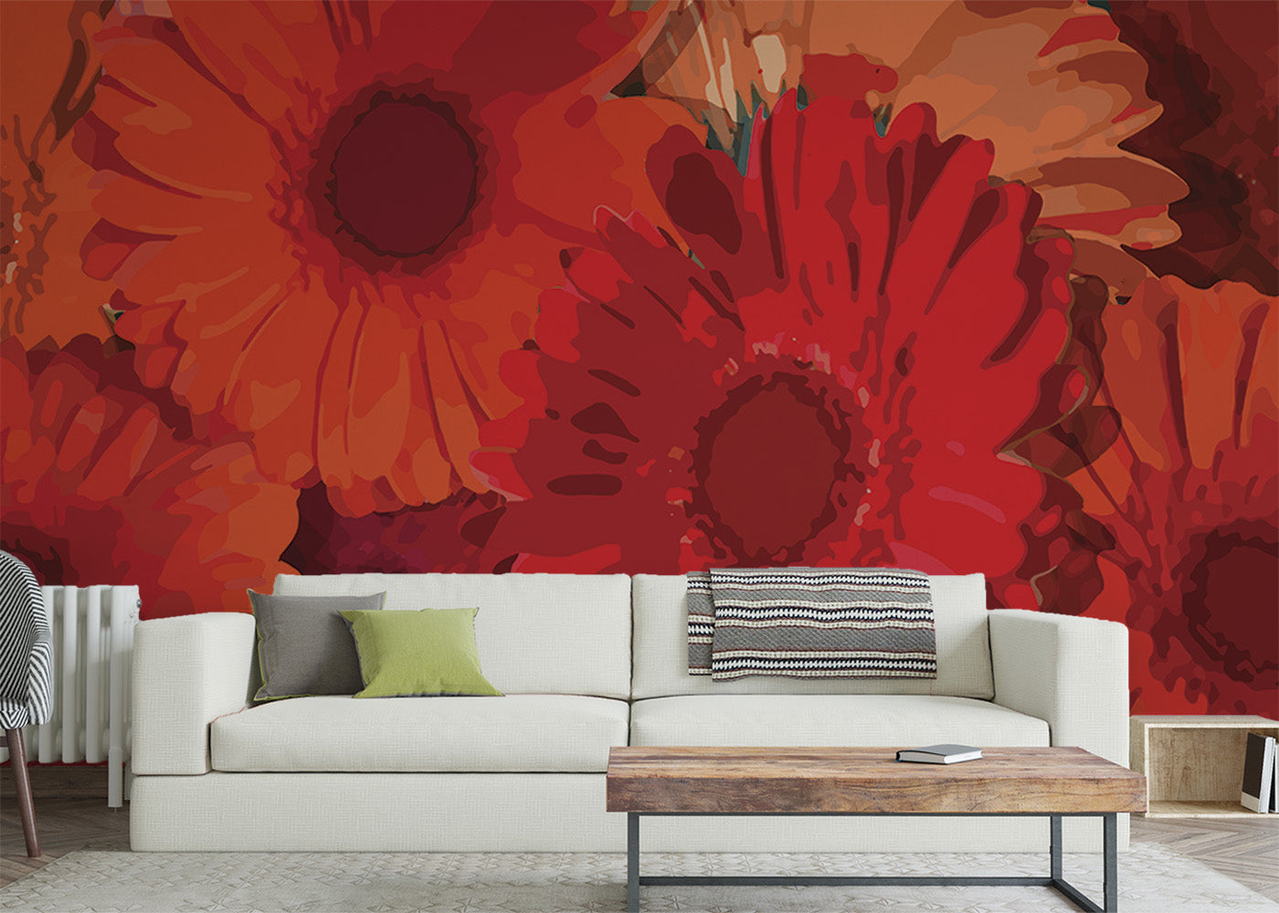 Gerbera Flora Mural - Carnelian