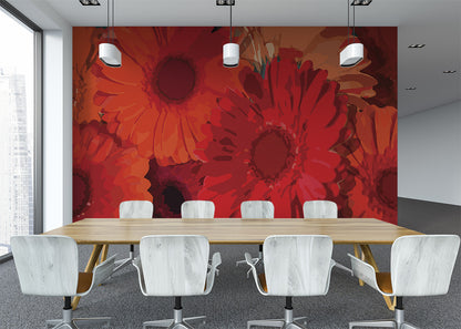 Gerbera Flora Mural - Carnelian