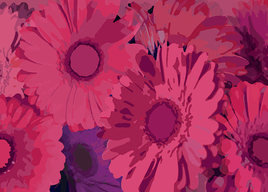 Gerbera Flora Mural - Fuschia