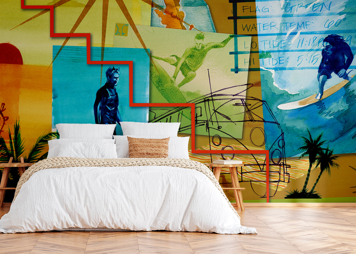 Surf and Sand Mural - Multicolor