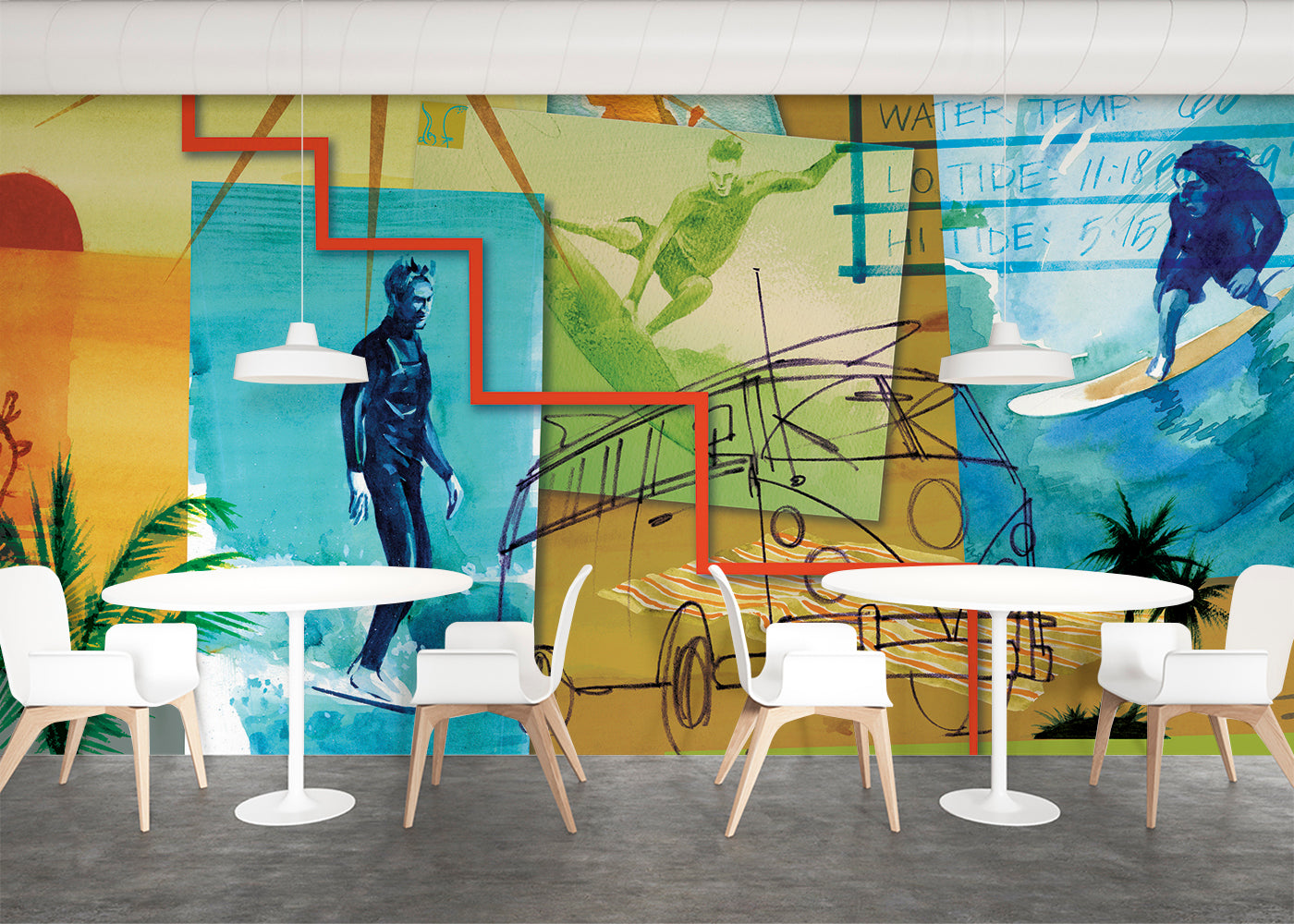 Surf and Sand Mural - Multicolor