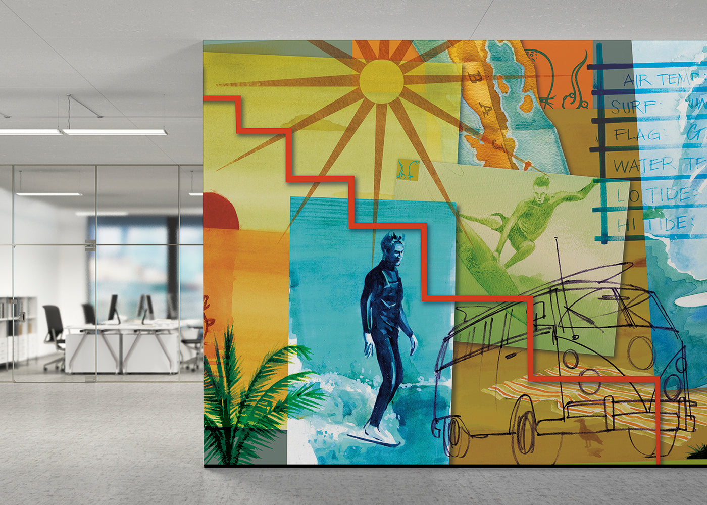 Surf and Sand Mural - Multicolor