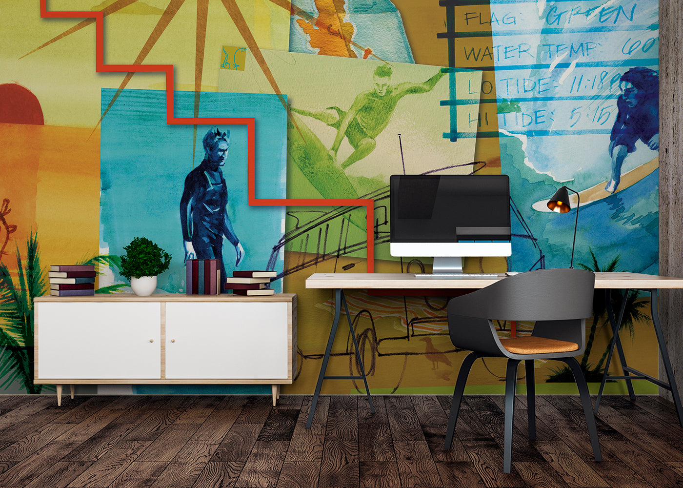 Surf and Sand Mural - Multicolor