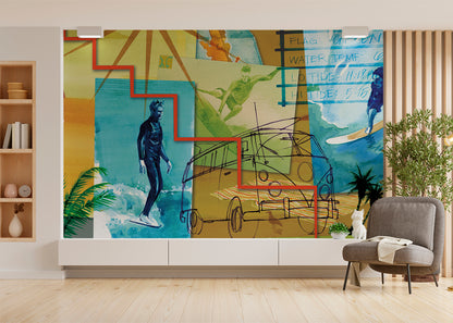 Surf and Sand Mural - Multicolor