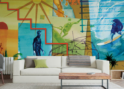 Surf and Sand Mural - Multicolor