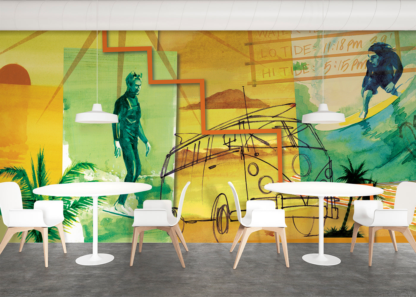 Surf and Sand Mural - Green Gold