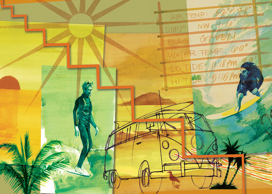 Surf and Sand Mural - Green Gold