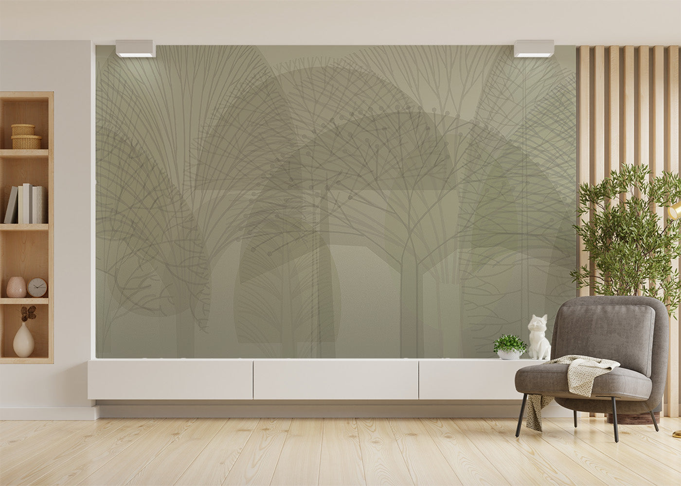 Bare Trees Mural - Warm Neutral