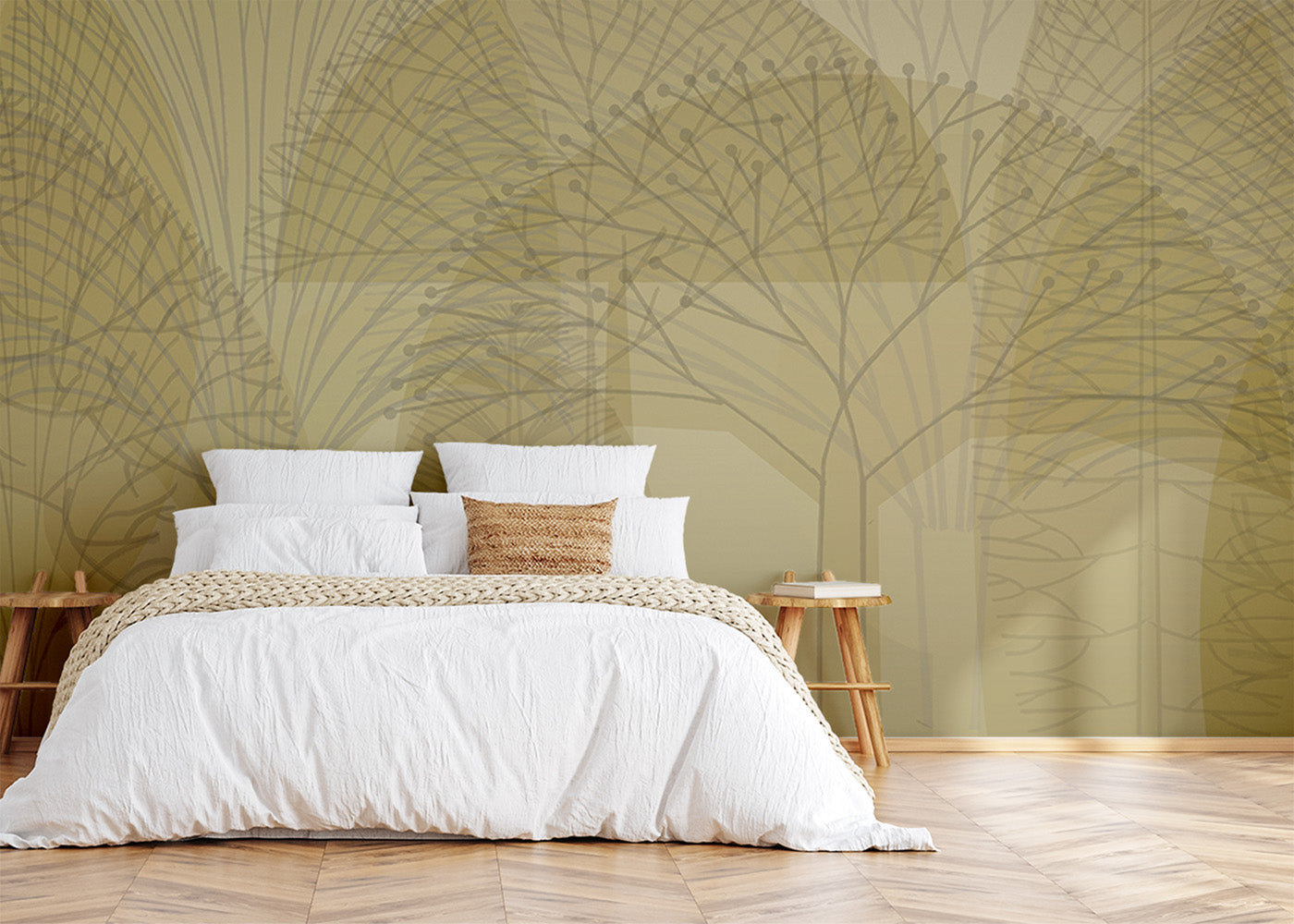 Bare Trees Mural - Yellow Tint