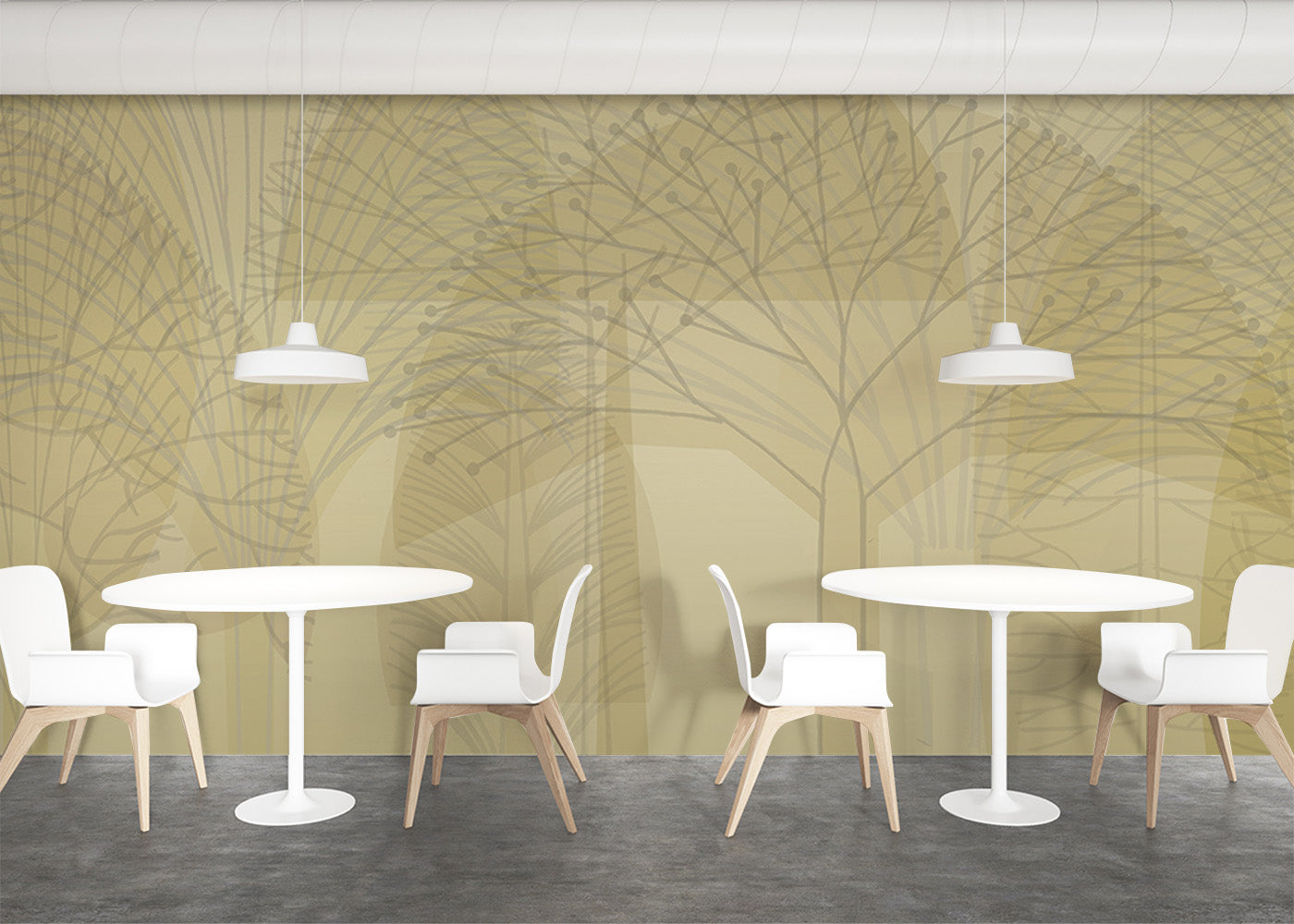 Bare Trees Mural - Yellow Tint