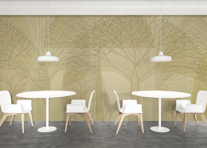 Bare Trees Mural - Yellow Tint