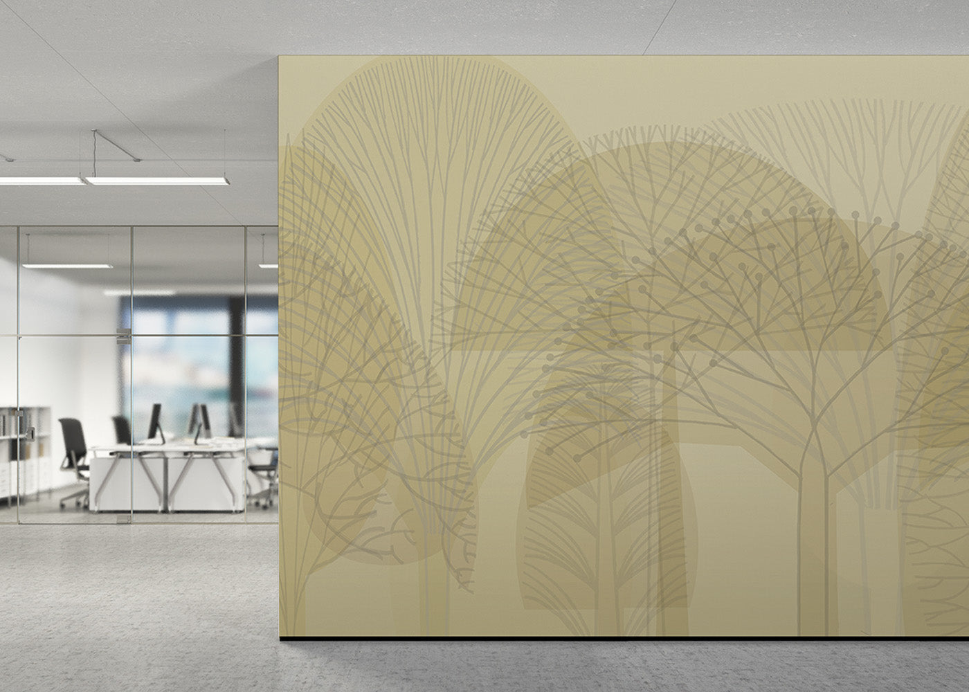 Bare Trees Mural - Yellow Tint