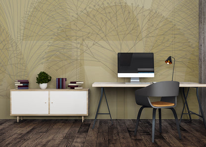 Bare Trees Mural - Yellow Tint