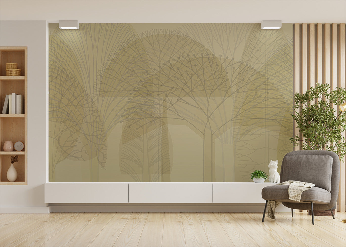 Bare Trees Mural - Yellow Tint