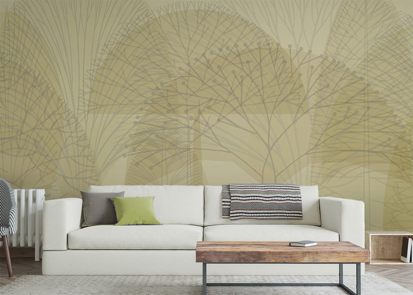 Bare Trees Mural - Yellow Tint