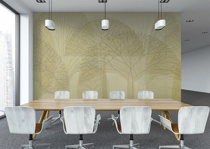 Bare Trees Mural - Yellow Tint