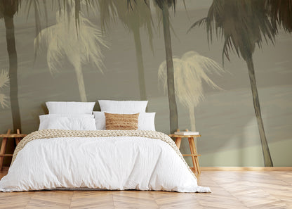 Palm Tree Sky Mural - Taupe