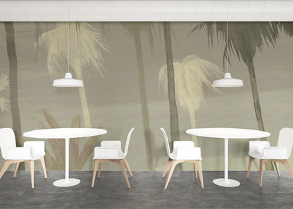 Palm Tree Sky Mural - Taupe