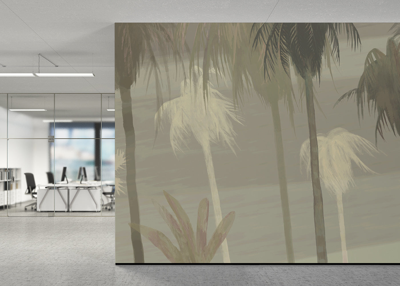 Palm Tree Sky Mural - Taupe