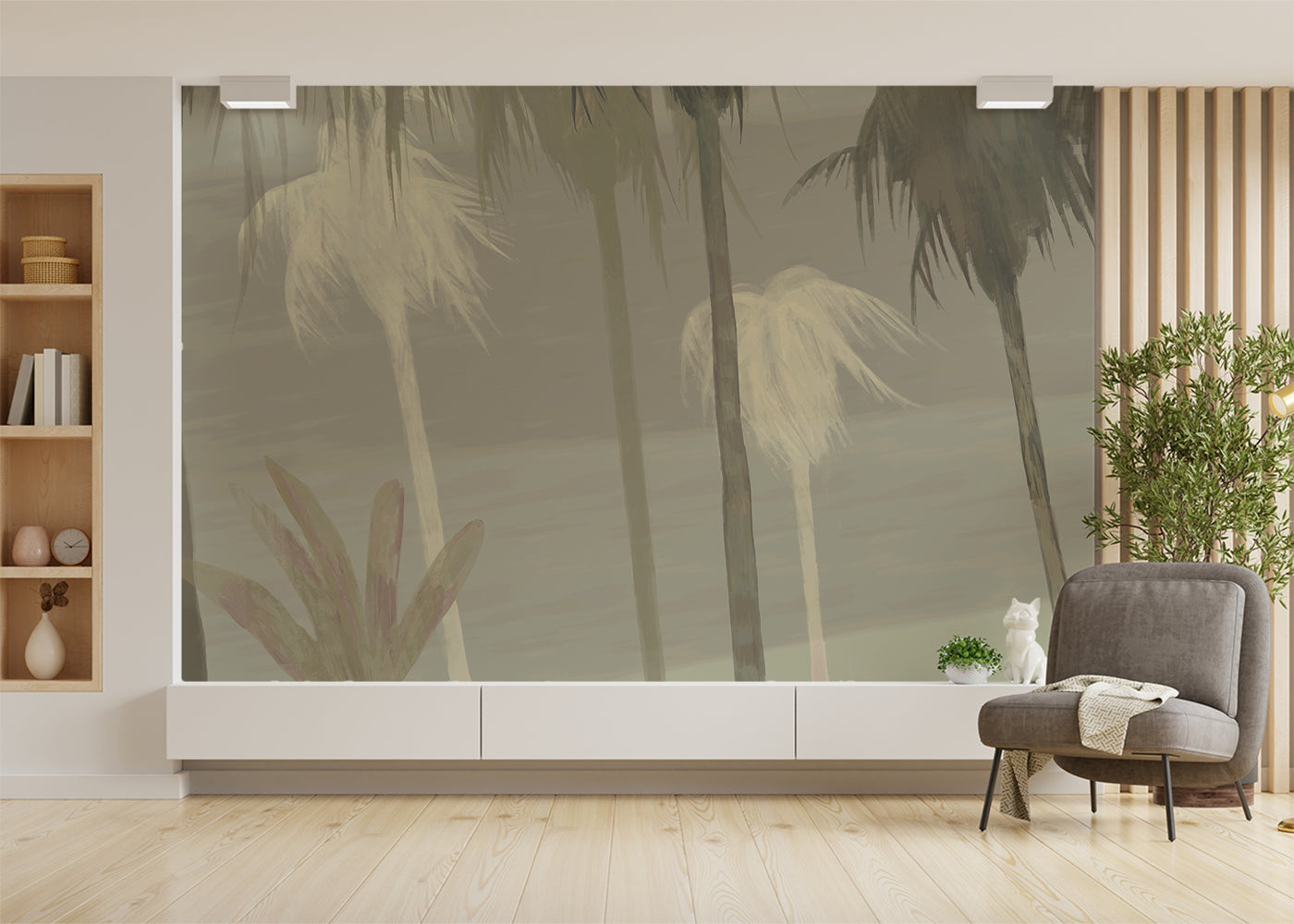 Palm Tree Sky Mural - Taupe