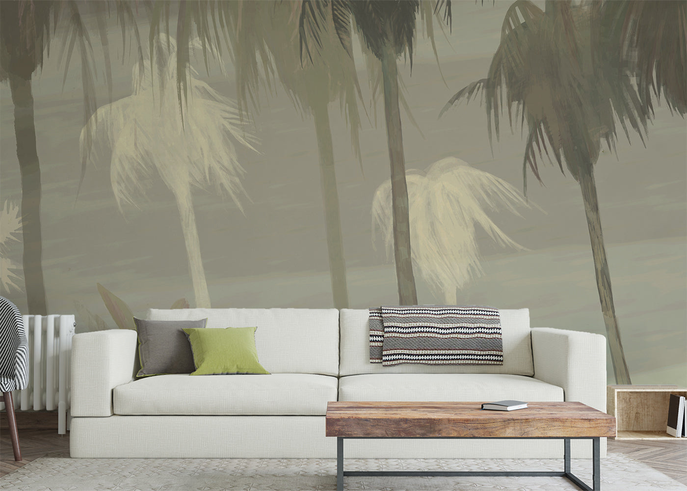 Palm Tree Sky Mural - Taupe