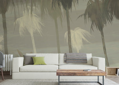 Palm Tree Sky Mural - Taupe
