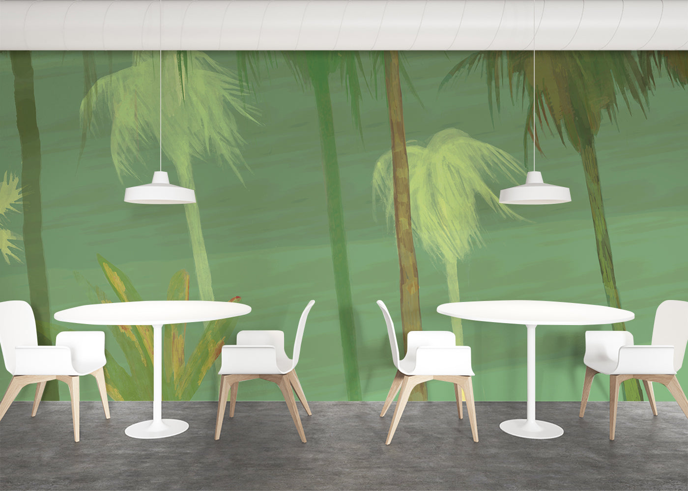 Palm Tree Sky Mural - Earth Greens