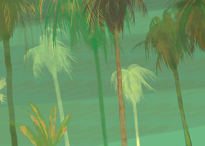 Palm Tree Sky Mural - Earth Greens