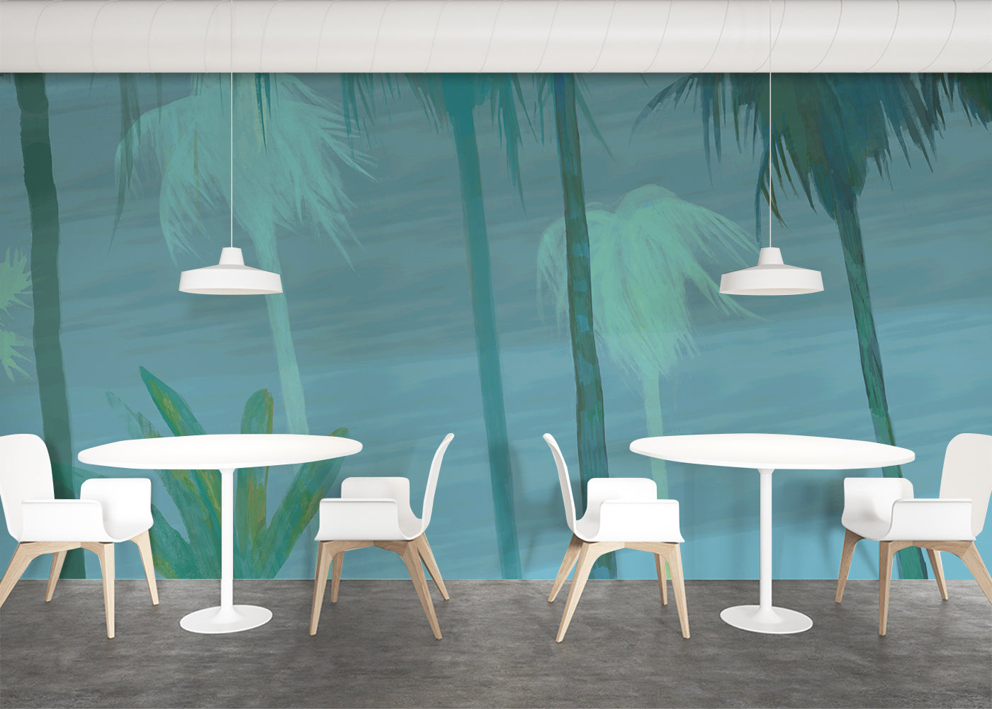 Palm Tree Sky Mural - Night Blues
