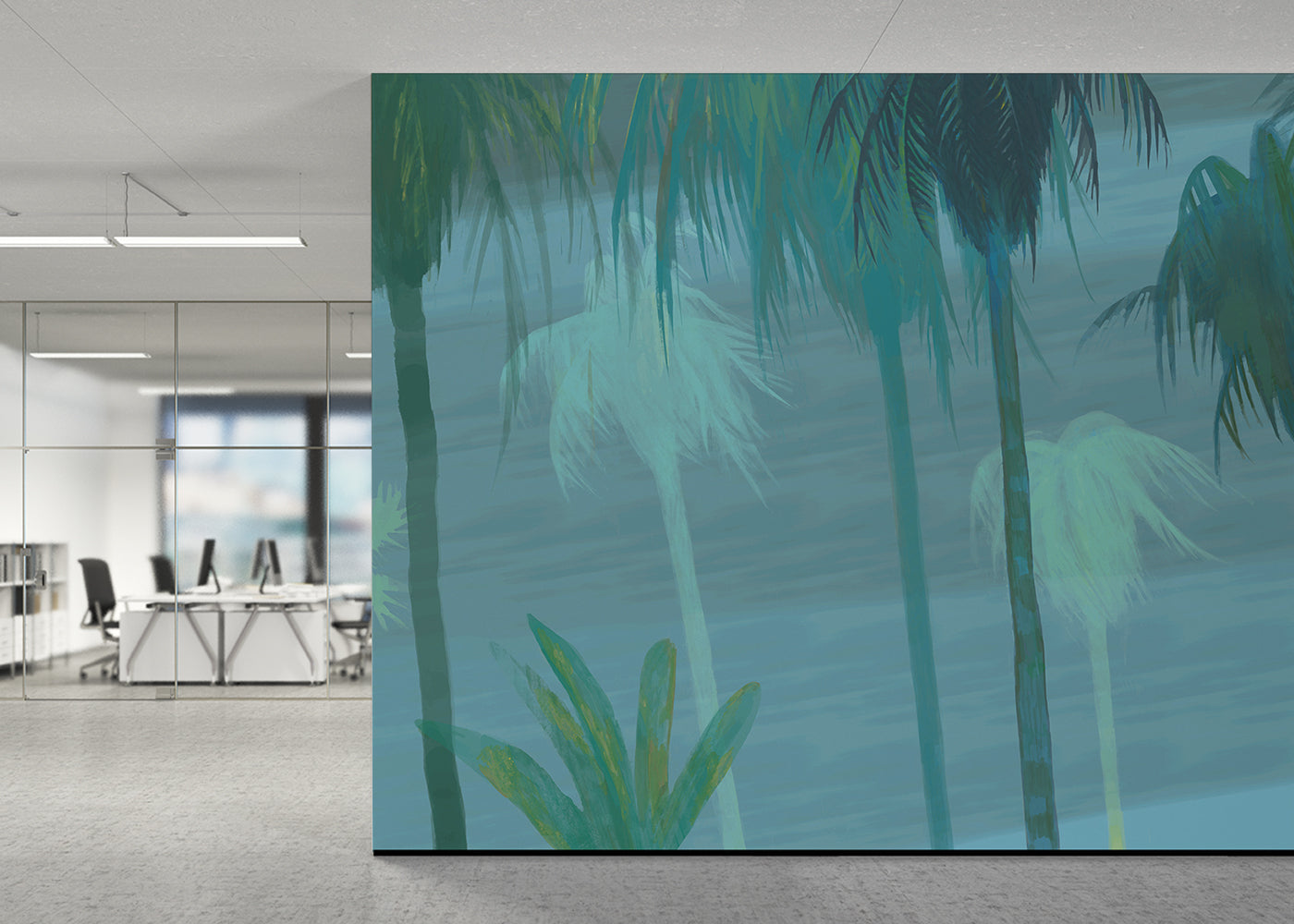 Palm Tree Sky Mural - Night Blues