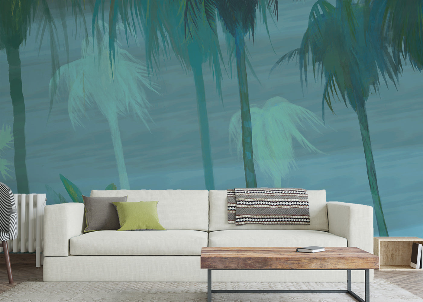 Palm Tree Sky Mural - Night Blues