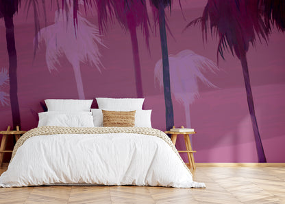 Palm Tree Sky Mural - Electric Pink