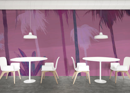 Palm Tree Sky Mural - Electric Pink