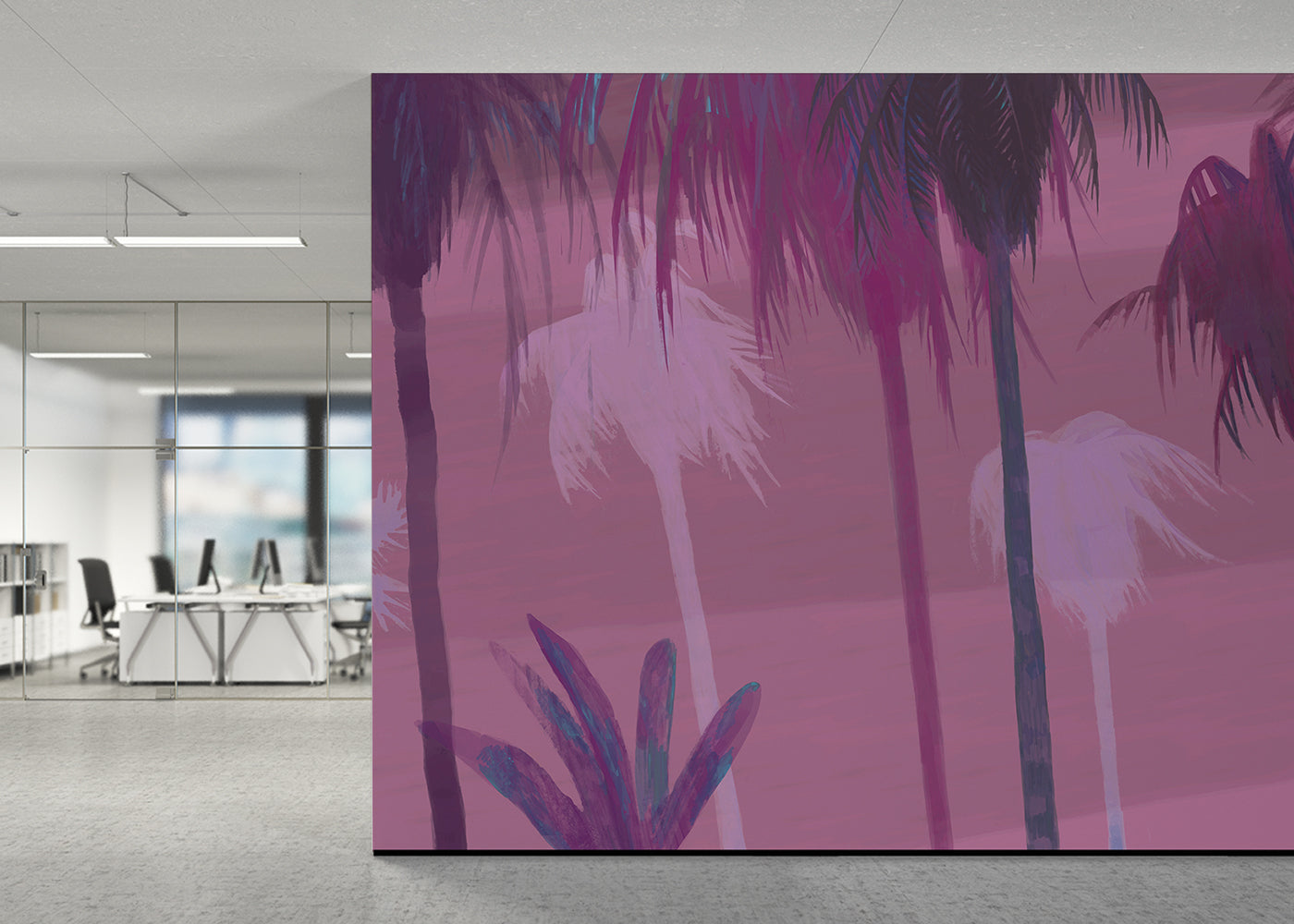 Palm Tree Sky Mural - Electric Pink