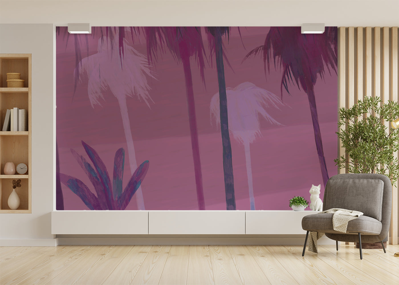 Palm Tree Sky Mural - Electric Pink