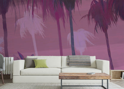Palm Tree Sky Mural - Electric Pink