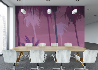 Palm Tree Sky Mural - Electric Pink