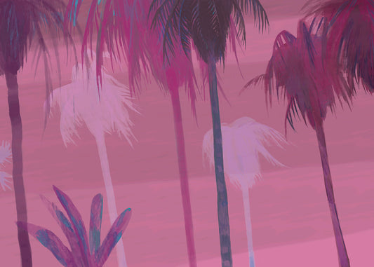 Palm Tree Sky Mural - Electric Pink