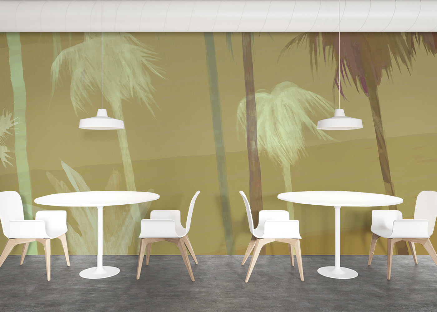 Palm Tree Sky Mural - Gold