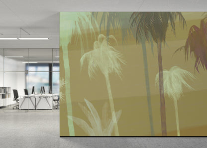 Palm Tree Sky Mural - Gold