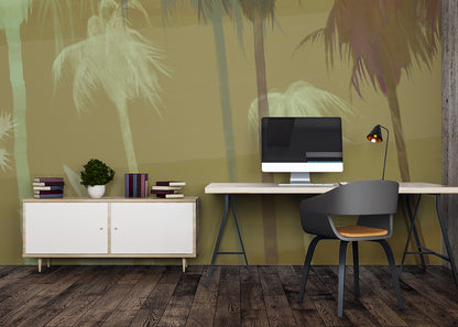 Palm Tree Sky Mural - Gold