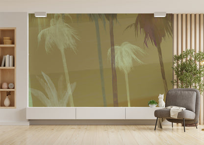 Palm Tree Sky Mural - Gold