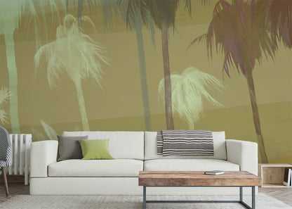 Palm Tree Sky Mural - Gold