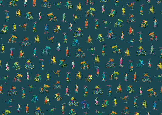 Bike and Other Wheels Mural - Blue - Sample
