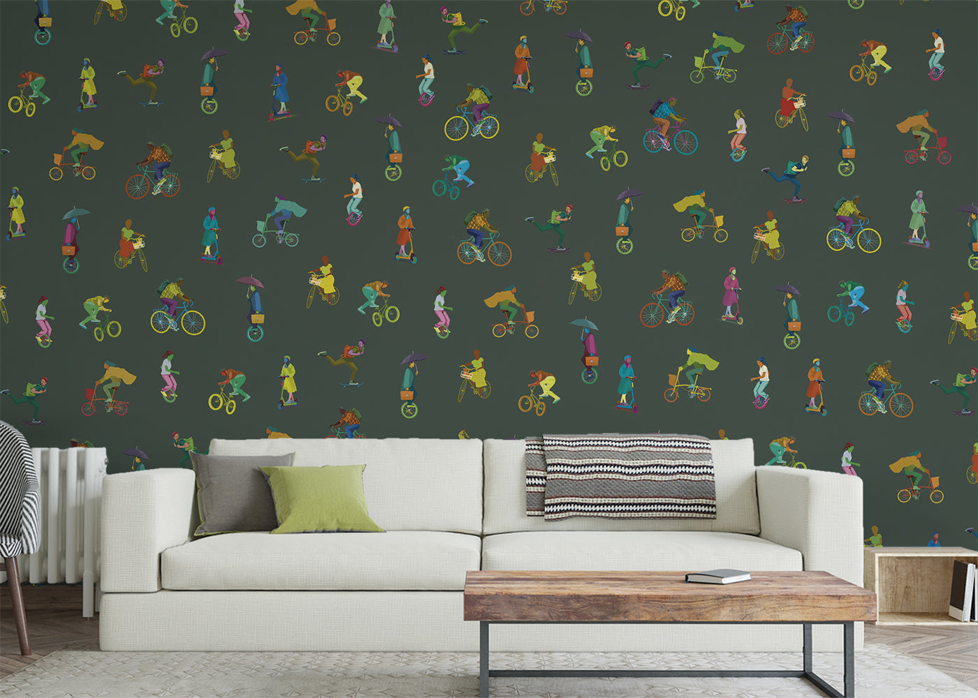 Bike and Other Wheels Mural - Green