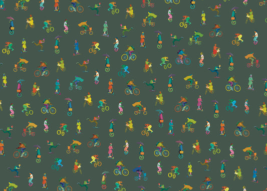 Bike and Other Wheels Mural - Green - Sample