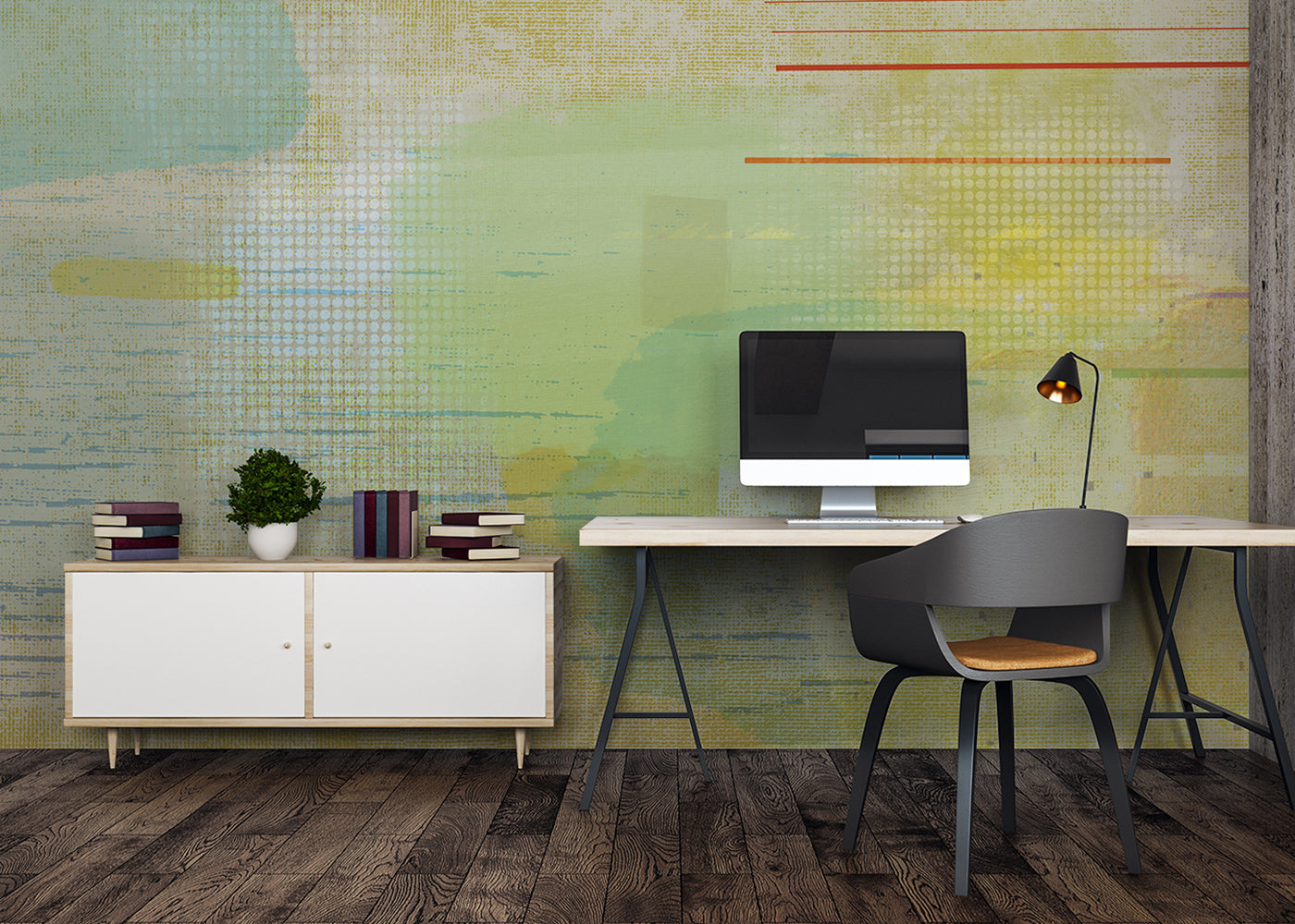 Aged Linen Mural - Gold
