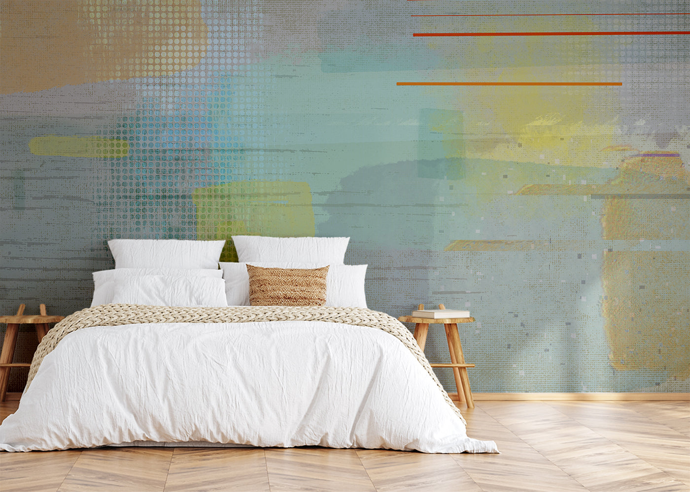 Aged Linen Mural - Warm Gray