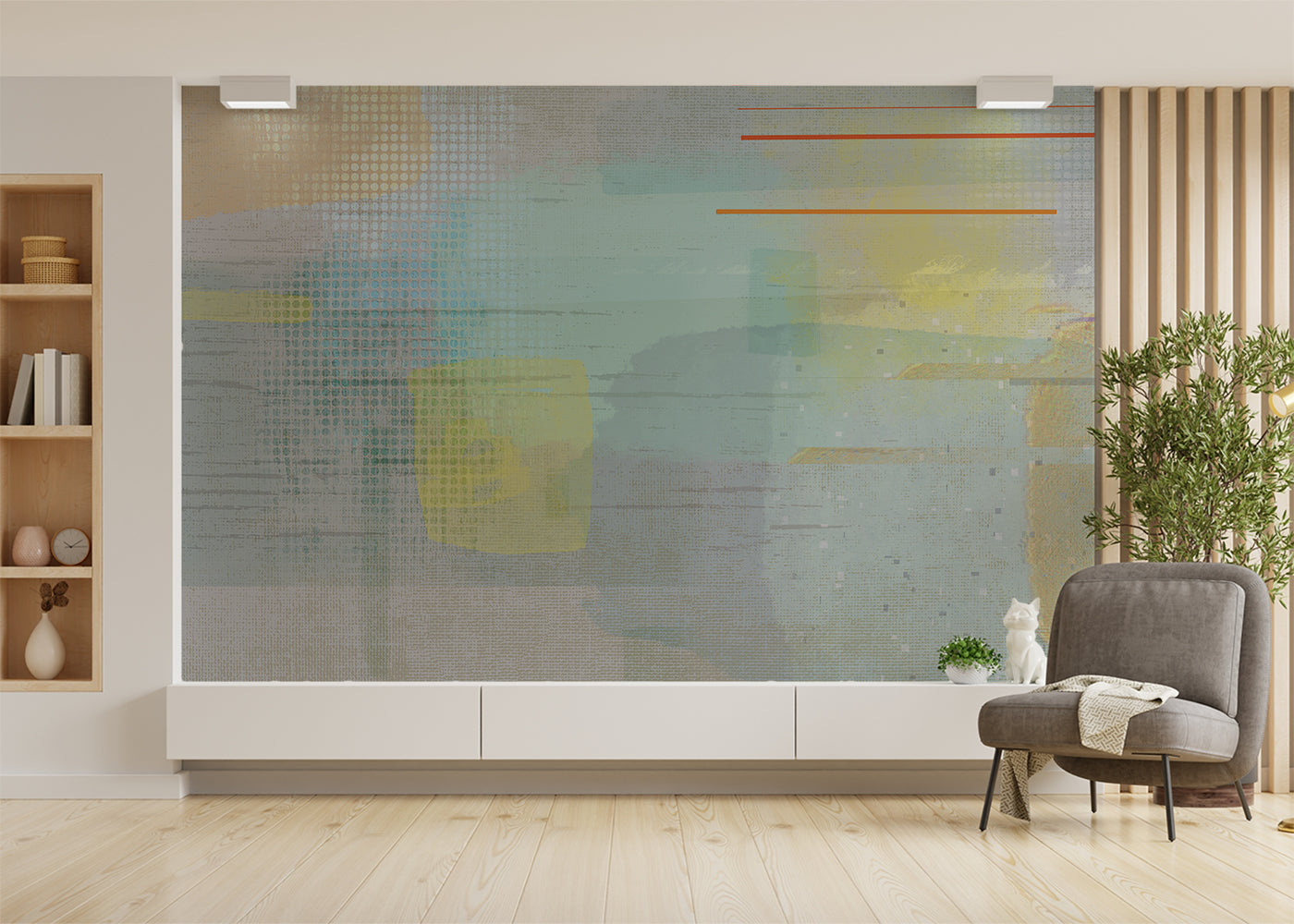 Aged Linen Mural - Warm Gray
