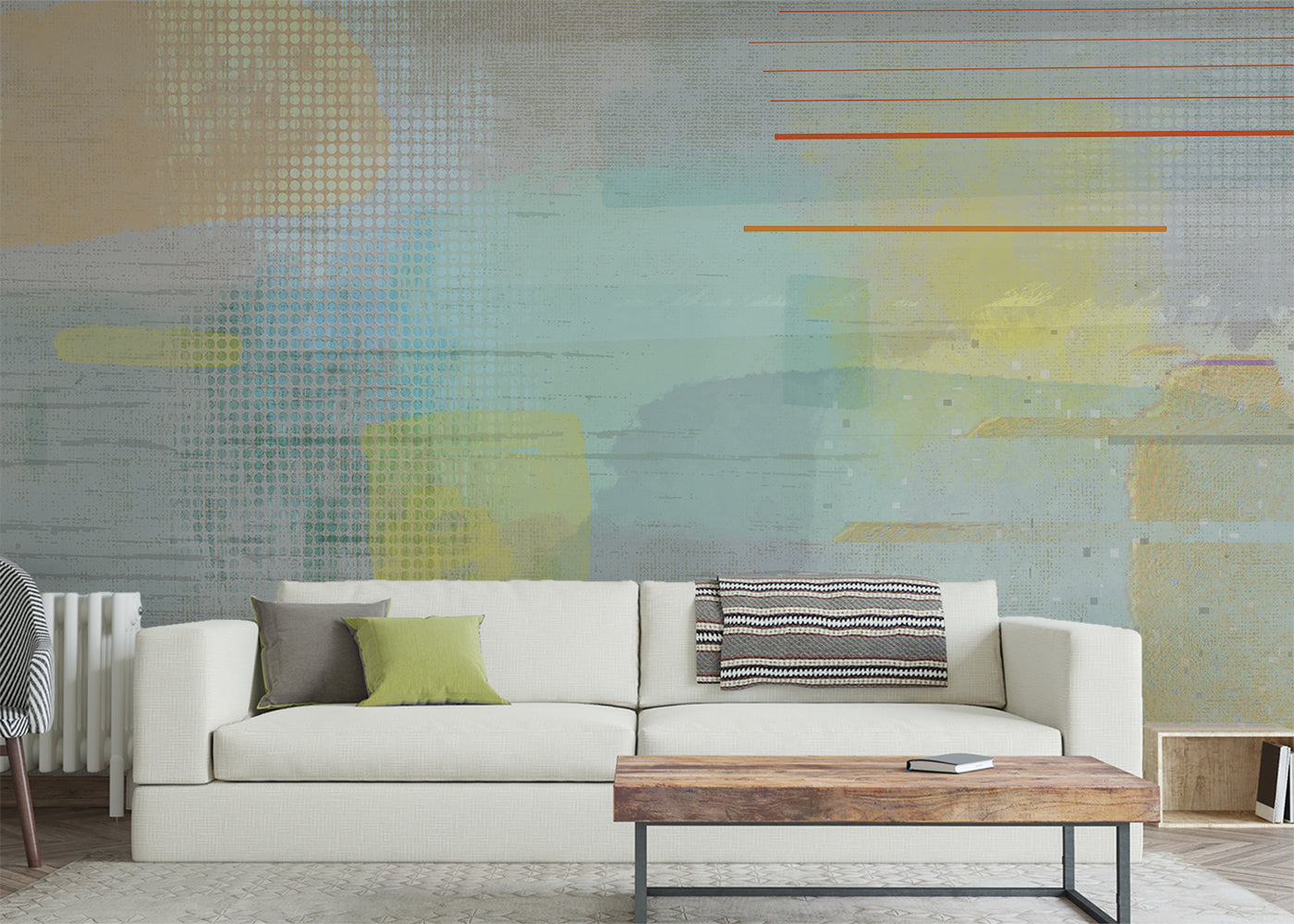 Aged Linen Mural - Warm Gray